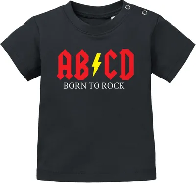 Produktbild von Baby T-Shirt kurzarm Babyshirt Born to Rock ABCD Hardrock Jungen Mädchen Shirt Moonworks® schwarz 56/62 (1-3 Monate)
