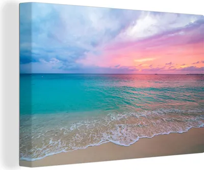 Produktbild von OneMillionCanvasses® - Leinwandbilder - 140x90 cm, Sonnenuntergang - Meer - Pastell, Wandbilder Kunstdruck Wanddekoration