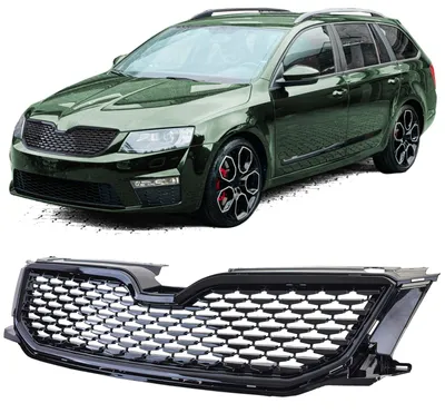Productafbeelding van Sportgrill, zwart glanzend, voor de Skoda Octavia 5E, voorzijde