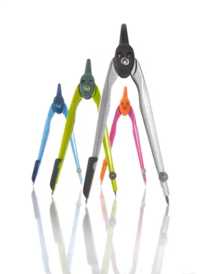 Produktbild von 4x Herlitz Zirkelkasten / Farbe: je 1x schwarz, lemon, pink und blau