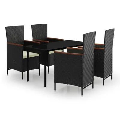 Zdjęcie produktu dla vidaXL 5-częściowy zestaw ogrodowy z poduszkami czarny