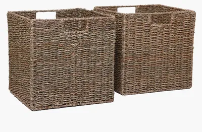 Immagine prodotto di Set da 2 cestini da scaffale SEEGRA in alghe marine, colore naturale, 33x33x33 cm