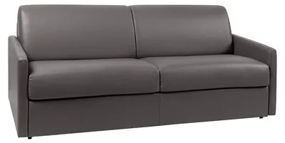 Produktbild von 4-Sitzer Schlafsofa Express in grauem Kunstleder mit Memory-Schaum-Sitzfläche - Breite Lattenrostauflage 160 cm - Matratze 18 cm CALIFE