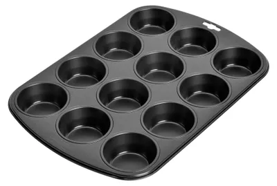 Muffinbackform 12 Mulden, antihaftbeschichtet, Ø 7 cm, schwarz, ofenfest