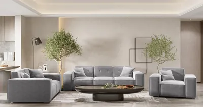 Produktbild von Sofaset Designersofa CESINA 3-2-1 in Stoff Perfect Harmony Grau