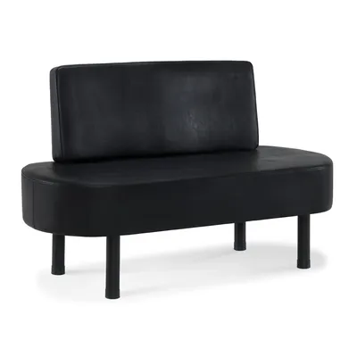 Produktbild von 3-Sitzer Sitzbank mit Rückenlehne, 130 cm Wartebank, Polsterbank mit Rückenlehne, Flurbank Schwarz, Wohnzimmerbank, Schuhbank W517(Schwarz/Kunstleder)