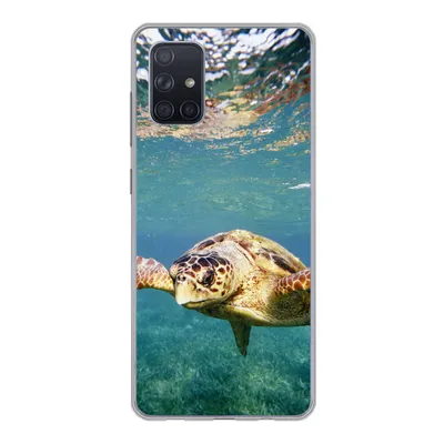 Produktbild von MuchoWow® Handyhülle Schutzhülle Hülle für Samsung Galaxy A51 Schildkröte - Wasser - Blau Silikon Softcase Handy Hülle - Schutzabdeckung