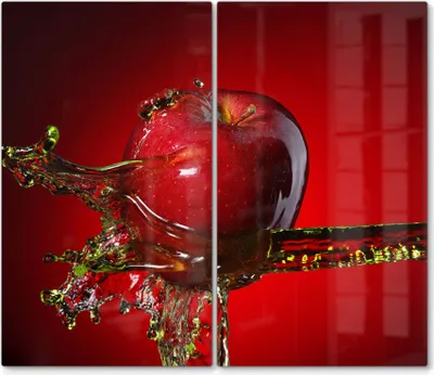 Produktbild von DEQORI Herdabdeckplatte Glas 2-tlg 'Flüssigkeit trifft Apfel' Herd Abdeckung Küche
