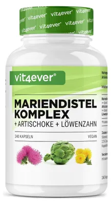 Produktbild von Vit4ever Mariendistel Artischocke Löwenzahn Komplex, 365 Kapseln, vegan