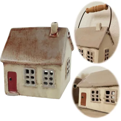 Produktbild von LS-LebenStil Teelichthaus Lichterhaus Aarhus 14cm Keramik Fachwerkhaus Laterne Teelichthalter