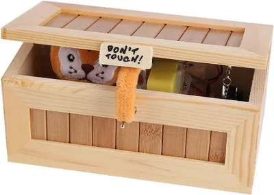 Productafbeelding van Houten USB elektronische doos leuke tijger grappig - Interactief Stress Relief Speelgoed Raak Gag Toy Bureau