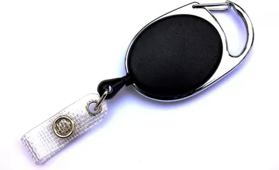 Produktbild von 1x SCHWARZ STAHLSEIL Ausweisjojo Jojo Zipper Ausweis Halter Kartenhalter Schlaufenclip Aufrollmechanismus Schlüsselanhänger
