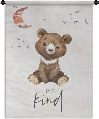Produktbild von MuchoWow® Wandteppich Wandbehang Sprichwörter - Kind sein - Kinder - Teddybär - Aquarell 120x160 cm Tapisserie Dekoration Wandtuch - Wohnzimmer - Moderne