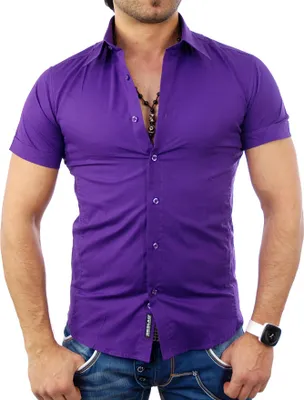 Produktbild von Reslad Herren Hemd Short Dayton RS-7020 Lila M
