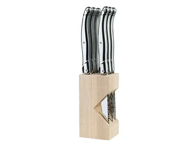 Produktbild von Laguiole Steakmesser-Satz, Ganzmetall, Messerblock mit, 6 Messern