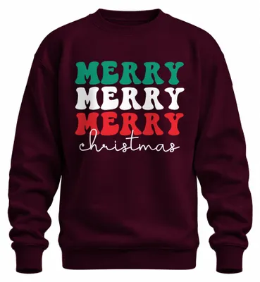 Obrázek produktu pro Merry Merry Merry Christmas - vánoční dárek Vánoční uni vánoční svetr, burgundská, 3XL