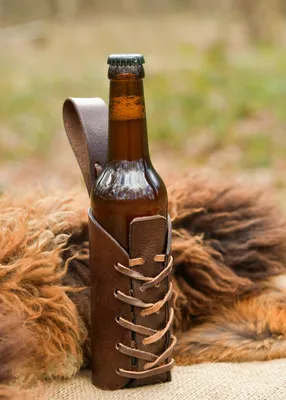 Produktbild von Mittelalter Leder-Flaschenhalter Gürtelhalter – Bierholster braun