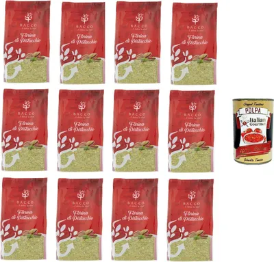 Produktbild von Bacco farina di pistacchio Pistazienmehl 12x100 g + Italian Gourmet Polpa di Pomodoro 400g