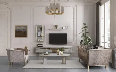 Produktbild von Graue Wohnzimmer Holzmöbel Designer TV-Schrank Wandschränke Wohnmöbel