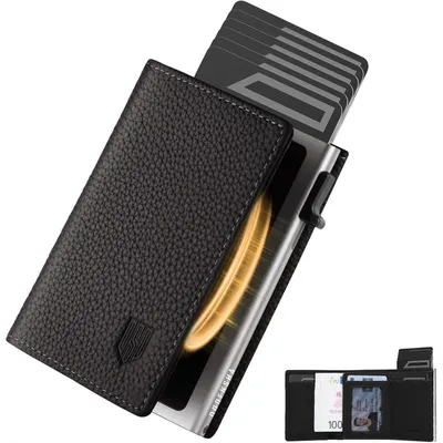 Produktbild von Slim Wallet mit Münzfach RFID Schutz Schwarz Silber