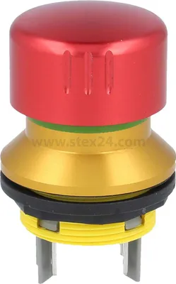 Immagine prodotto di Georg Schlegel Interruttore di emergenza / pulsante di arresto di emergenza in alluminio, 2Ö rotondo, connettore piatto SHORTRON 2,8 mm x 0,8 mm - 1 pezzo