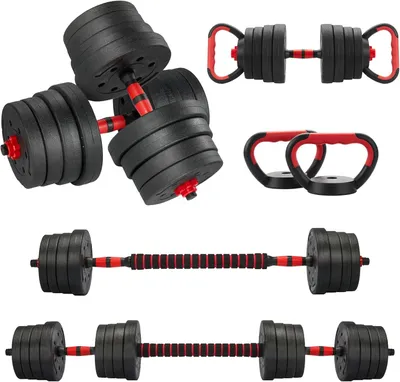 Produktbild von TEENO 6-in-1-Hantel-Set, 30 kg, mit Kugelhanteln, Hanteln, Stangen und Liegestützen, geeignet für Heim-Fitness
