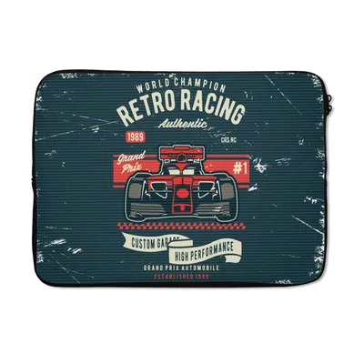 Produktbild von MuchoWow® Laptop Hülle 14 ZollRennwagen - Rennstrecke - Retro - Zeichnung Laptoptasche - Laptoptasche - Stoßsicher - Schutzhaube