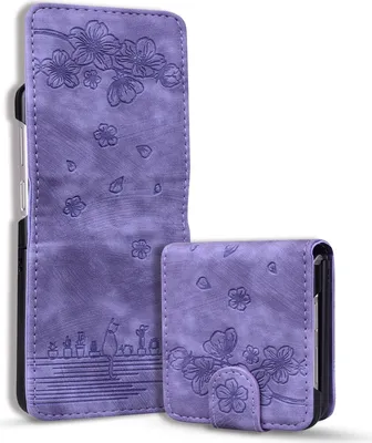 Produktbild von Für Samsung Galaxy Z Flip7 FE / Flip6 5G Kunstleder Cartoon Katze Design Schutz