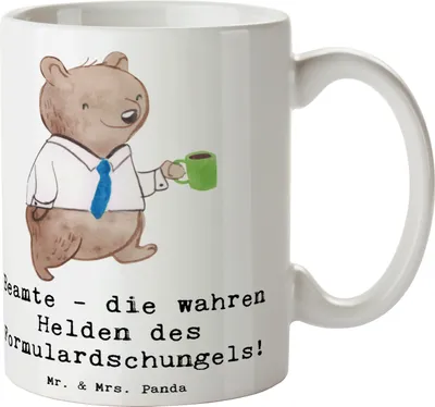 Produktbild von Mr. & Mrs. Panda Tasse Beamtin Heldin - Weiß - Geschenk, Helden, Berufsgestaltung, Behörden, Freundin, Berufe, kreative Geschenke, Beruf, kaffeetasse bedruckt, Bedruckte