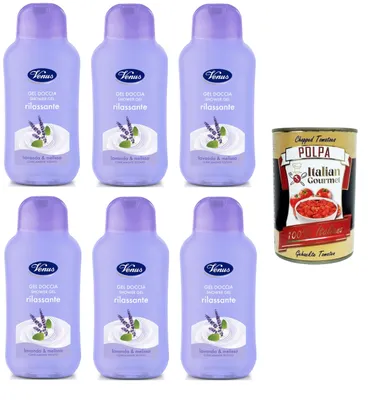 Produktbild von Venus Docciagel Rilassante Lavanda e Melissa Entspannendes Duschgel Lavendel und Melisse 6 x 250 ml+ Italian Gourmet polpa 400g