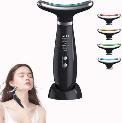 Immagine prodotto di Dispositivo per il massaggio facciale antirughe, dispositivo di bellezza per il viso con 3 modalità, V Face Beauty Meter a 45 °C, dispositivo per il viso per il rassodamento della pelle, dispositivo EMS per il lifting facciale