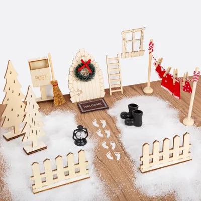 Weihnachtliche Kabouterdeko-Set, 15-teilig, Holz, bunt
