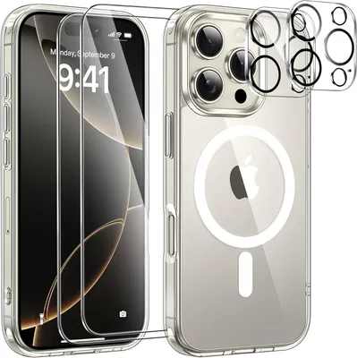 Produktbild von MagSafe Hülle für iPhone 16 Pro Max Schutzglas Panzerfolie Kamera Display 5in1