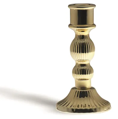 Kerzenhalter aus Glas, gold, 8 x 8 x 15 cm