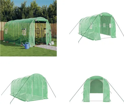 Productafbeelding van vidaXL Kas met stalen frame, groen, 8 m², 4x2x2 m - Kas - Kassen - Polytonnel - Inloopkas