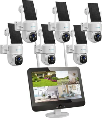 Produktbild von LUVISION Dual WLAN PTZ Überwachungssystem mit LED Monitor 4MP Solar PTZ Überwachungskamera Mikrofon, Sirene, Smarte Nachtsicht
