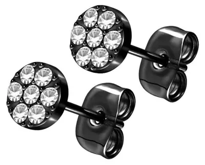Produktbild von Titan Ohrstecker DISC + EINGEFASSTE KRISTALLE