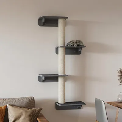 Produktbild von Kratzbaum Katze Wandkratzbaum Katzen-Kletterwand Katzenmöbel Wand Beige Holz