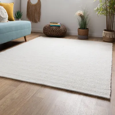 Produktbild von Steffensmeier Handweb Teppich Kos | Wolle (Schurwolle), Natur Hell, handgewebt, Größe: 160x230 cm Wohnzimmer und Schlafzimmer