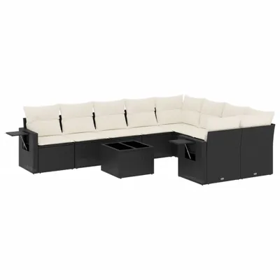 Produktbild von vidaXL 10-tlg. Garten-Sofagarnitur mit Kissen Schwarz Poly Rattan