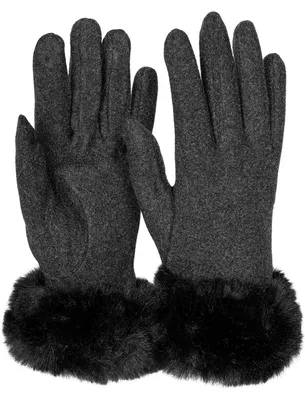 Productafbeelding van styleBREAKER Dames touchscreen handschoenen, effen kleur, met imitatiebont details, warme wanten, wintermodel 09010038