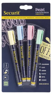 Produktbild von Securit® Original Kreidemarker, 4er-Set in Pastellfarben - Kreidestifte