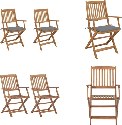 Immagine prodotto di vidaXL Sedie da giardino pieghevoli 2 pezzi con cuscino in legno massiccio di acacia - sedia da giardino - sedie da giardino - poltrona da giardino - sedia pieghevole