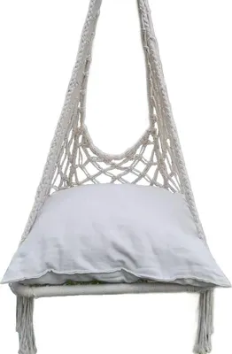 Produktbild von Durchbrochene Hängematte Hängesessel 60x60x150cm mit Kissen ecru