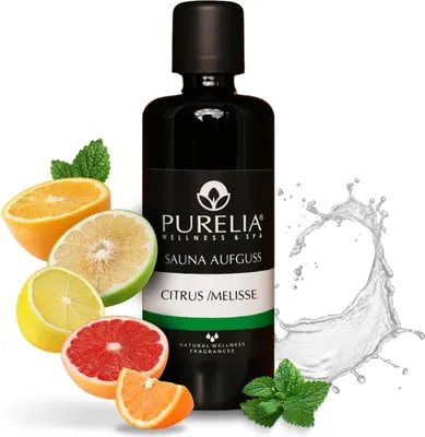 Produktbild von PURELIA Saunaaufguss Konzentrat Zitrus-Melisse 100 ml natürlicher Sauna-aufguss - reine ätherische Öle