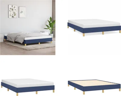 Produktbild von vidaXL Bettgestell Blau 140x200 cm Stoff - Bettgestell - Bettgestelle - Bettrahmen - Bett