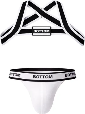 Produktbild von Barcode Berlin - Herren Thongs Unterwäsche - BOTTOM Vorteilspack 1x Suspender White + 1x Harness Black-White - Größe M