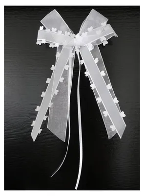 Produktbild von Autoschleifen mit Organza-Herzen - 10 Stück Antennenschleifen für Fahrzeugdekoration - Weiß