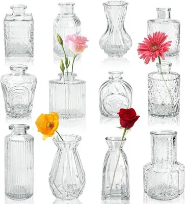 Produktbild von Blumenvasenset 12-teilig für Tischdeko, Hochzeitsdeko, Wohnzimmer