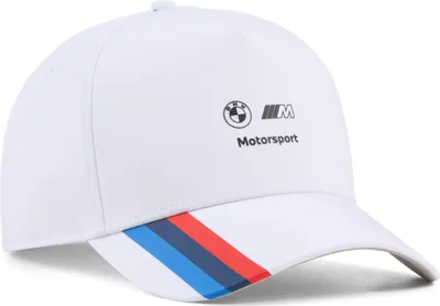 Produktbild von BMW M Motorsport Cap Puma 2026, Offizieller Fanartikel, Weiße Cap mit farbigem Streifen, Snapback Verschluss und PUMA Logo, 100% Polyester